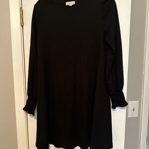 LOFT Black Sheath Dress with Bishop Sleeves